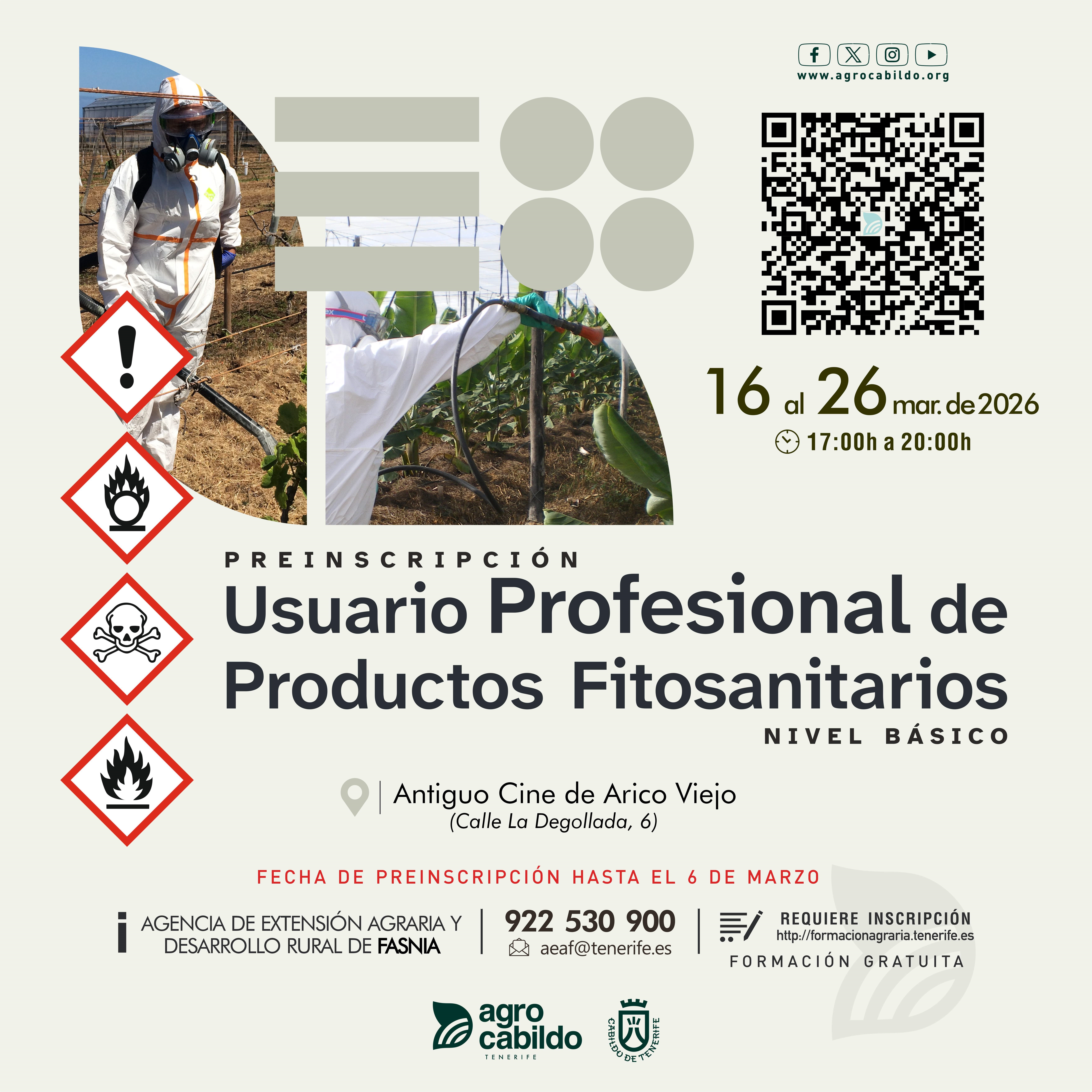 PREINSCRIPCIÓN Curso Usuario profesional de productos fitosanitarios. Nivel básico